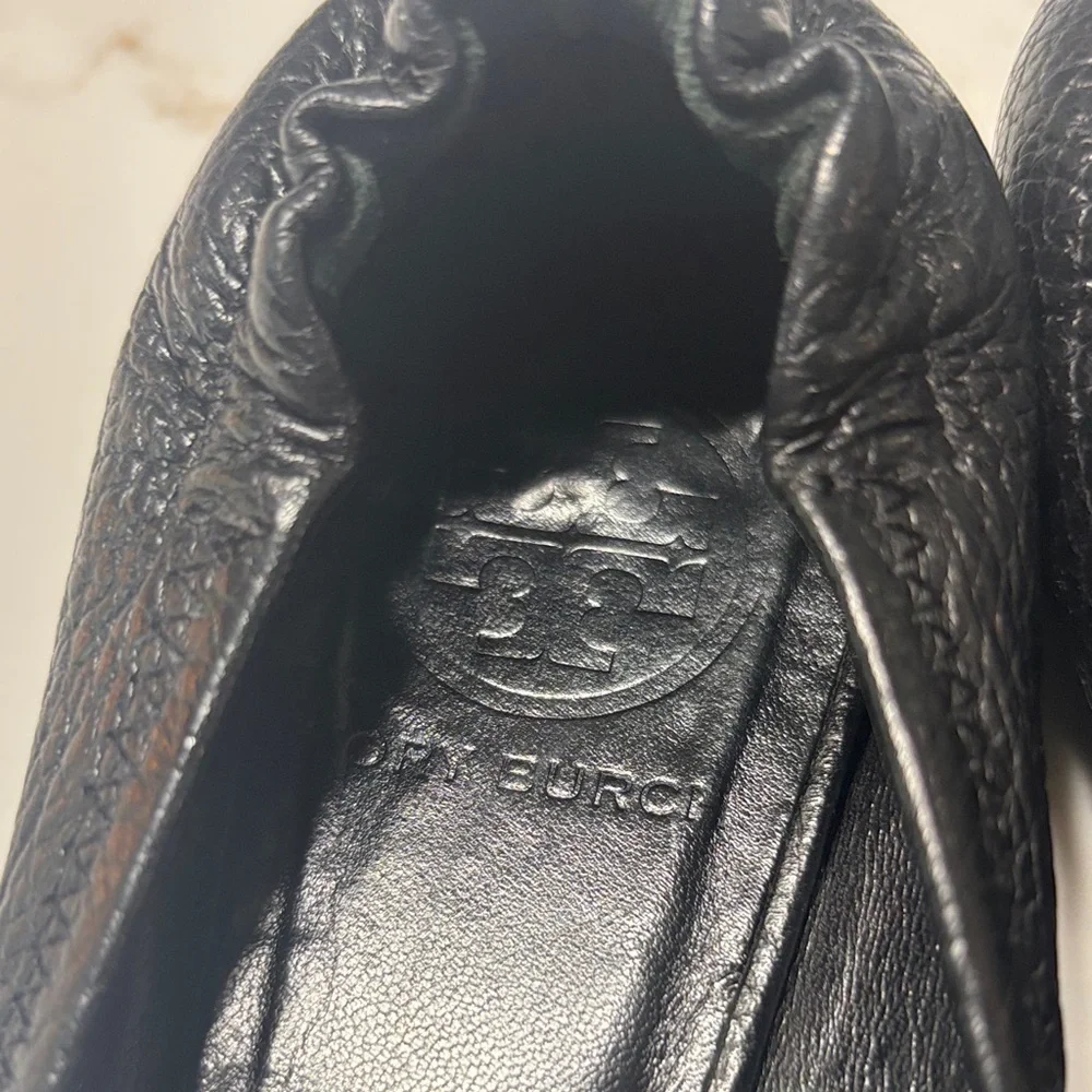 Tory Burch Black Textured Flats